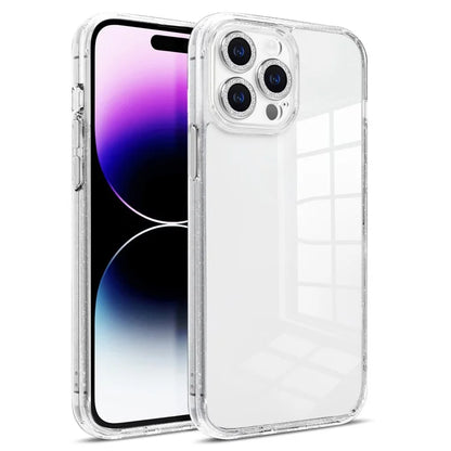 For iPhone 14 Pro Max Case PC+TPU+Glass Phone Cover Glittery Powder Phone Shell