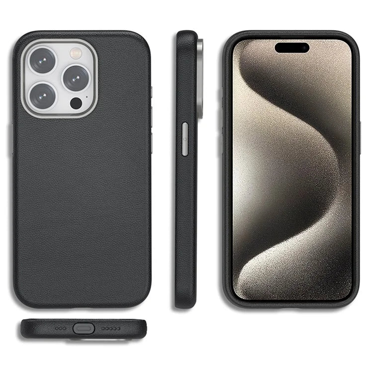 Compatible with MagSafe For iPhone 15 Pro Max Case Anti-Scratch PU Leather+TPU Cell Phone Back Cover