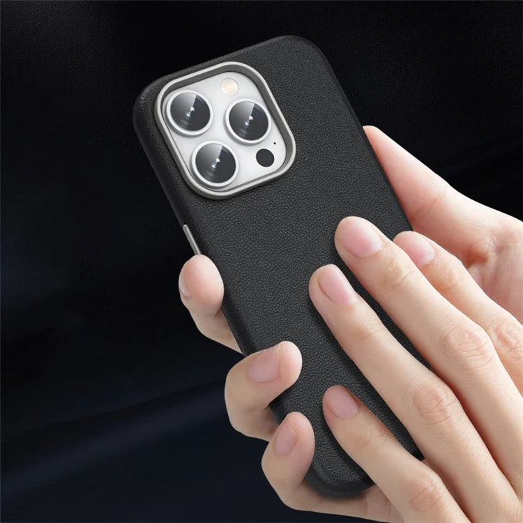 Compatible with MagSafe For iPhone 15 Pro Max Case Anti-Scratch PU Leather+TPU Cell Phone Back Cover