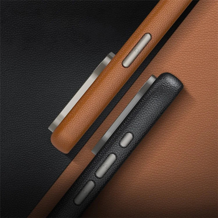 Compatible with MagSafe For iPhone 15 Pro Max Case Anti-Scratch PU Leather+TPU Cell Phone Back Cover