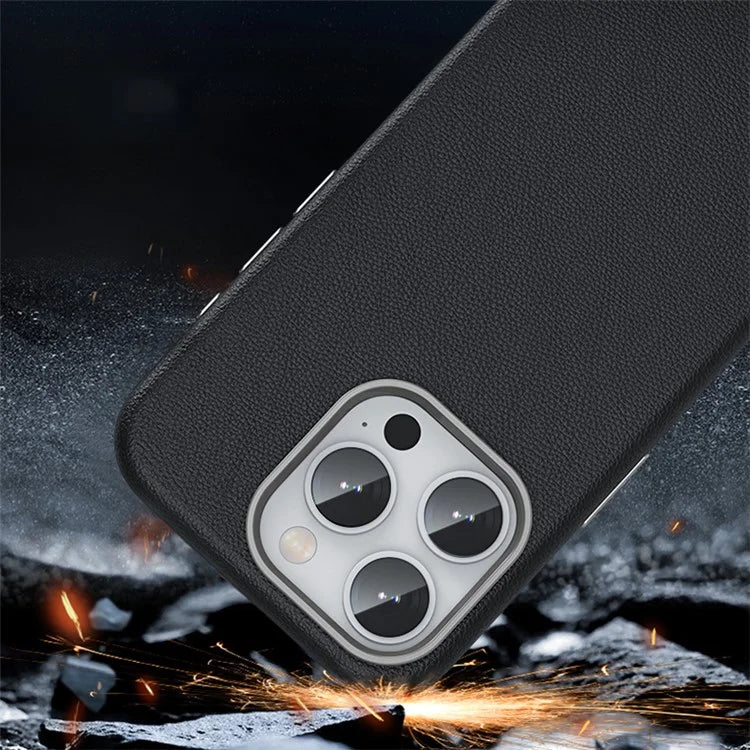 Compatible with MagSafe For iPhone 15 Pro Max Case Anti-Scratch PU Leather+TPU Cell Phone Back Cover