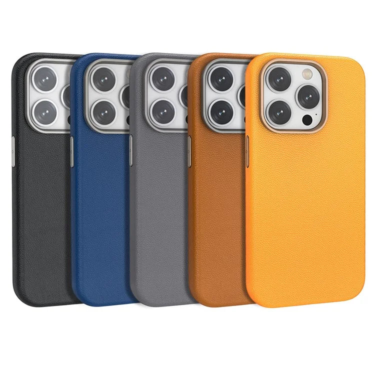 Compatible with MagSafe For iPhone 15 Pro Max Case Anti-Scratch PU Leather+TPU Cell Phone Back Cover