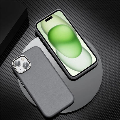 For iPhone 15 Plus Case PU Leather+TPU Phone Back Protector Compatible with MagSafe
