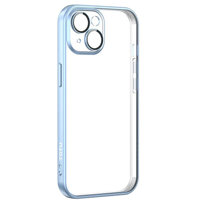TOTU PC-02 For iPhone 15 Clear Case Electroplating TPU Cover with PC Lens Protector