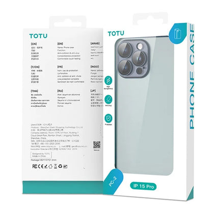 TOTU PC-02 For iPhone 15 Clear Case Electroplating TPU Cover with PC Lens Protector