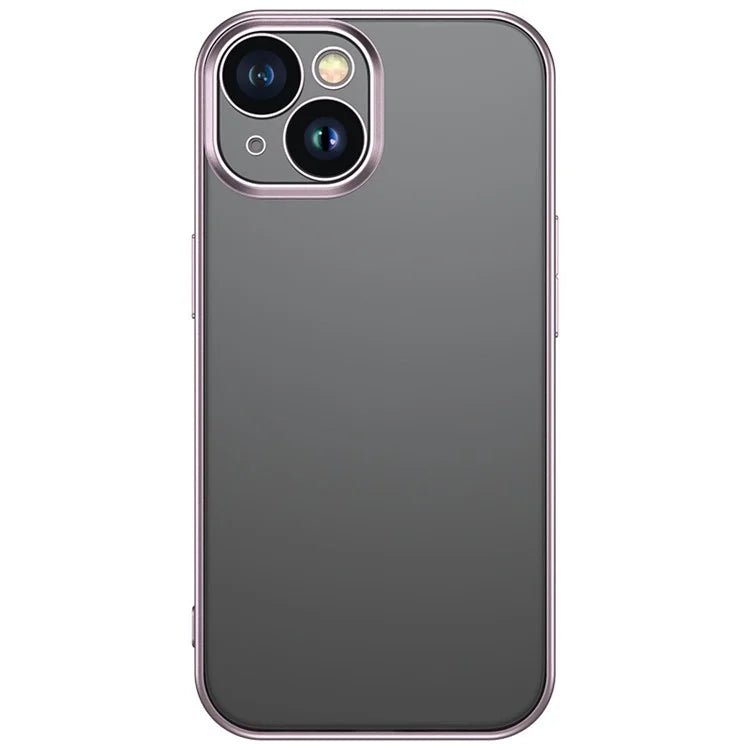 TOTU PC-02 For iPhone 15 Clear Case Electroplating TPU Cover with PC Lens Protector