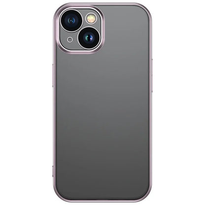 TOTU PC-02 For iPhone 15 Clear Case Electroplating TPU Cover with PC Lens Protector