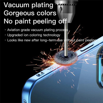 TOTU PC-02 For iPhone 15 Clear Case Electroplating TPU Cover with PC Lens Protector