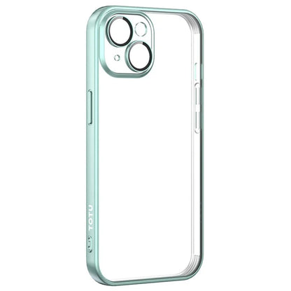 TOTU PC-02 For iPhone 15 Clear Case Electroplating TPU Cover with PC Lens Protector
