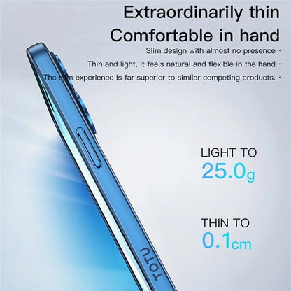 TOTU PC-02 For iPhone 15 Clear Case Electroplating TPU Cover with PC Lens Protector