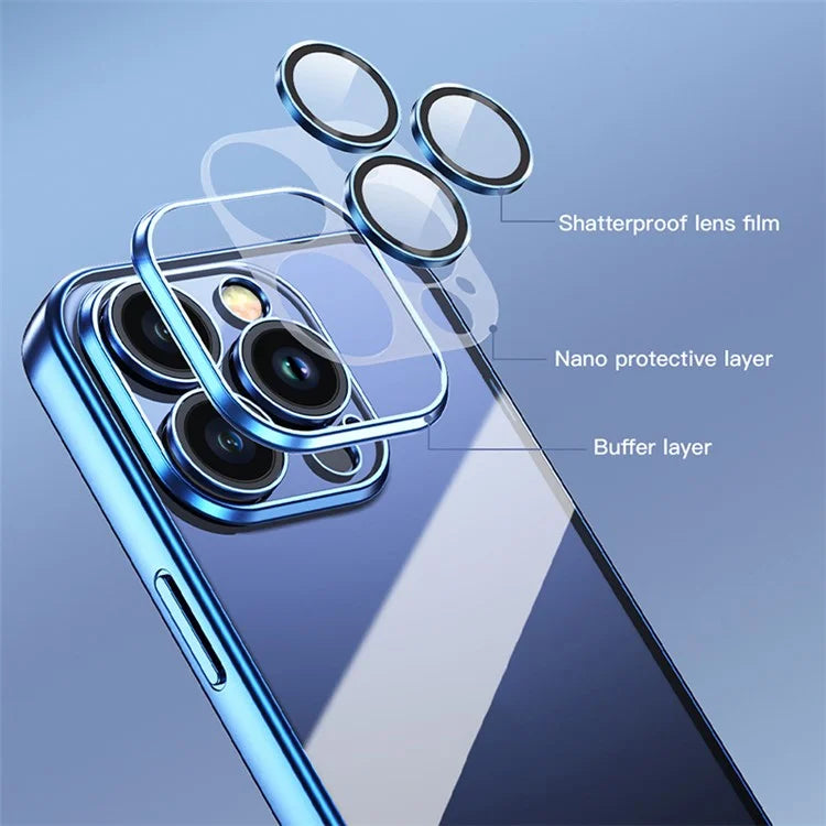 TOTU PC-02 For iPhone 15 Pro Phone Case PC Lens Protector Electroplating TPU Cover