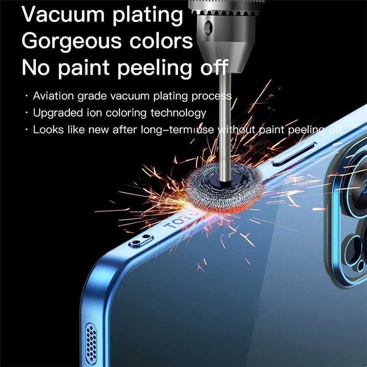 TOTU PC-02 For iPhone 15 Pro Phone Case PC Lens Protector Electroplating TPU Cover
