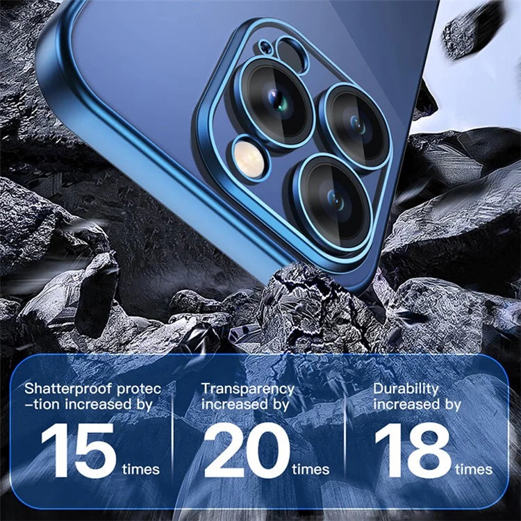 TOTU PC-02 For iPhone 15 Pro Phone Case PC Lens Protector Electroplating TPU Cover
