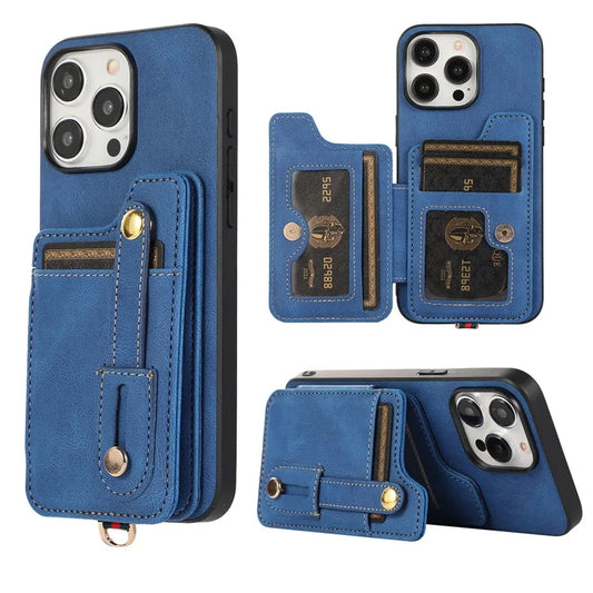 ABEEL Style 01 For iPhone 15 Pro Max Back Case Horizontal Flip Card Bag TPU+Leather Phone Cover