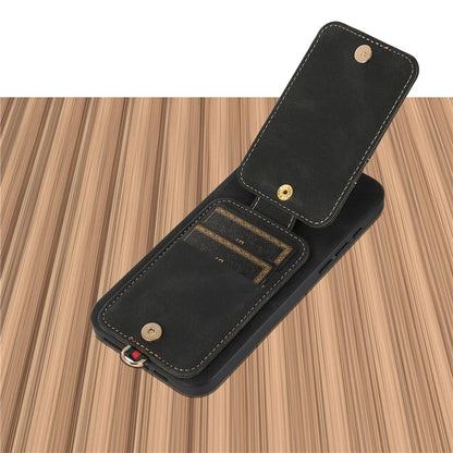 ABEEL Style 02 For iPhone 15 Pro Case Leather Coated TPU Phone Cover with Vertical Flip Card Bag