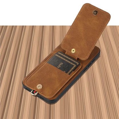 ABEEL Style 02 For iPhone 15 Pro Case Leather Coated TPU Phone Cover with Vertical Flip Card Bag