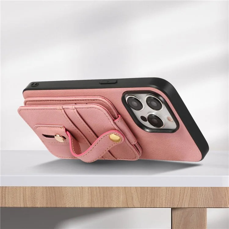 ABEEL Style 02 For iPhone 15 Pro Case Leather Coated TPU Phone Cover with Vertical Flip Card Bag