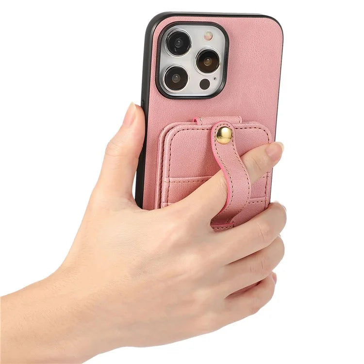 ABEEL Style 02 For iPhone 15 Pro Case Leather Coated TPU Phone Cover with Vertical Flip Card Bag