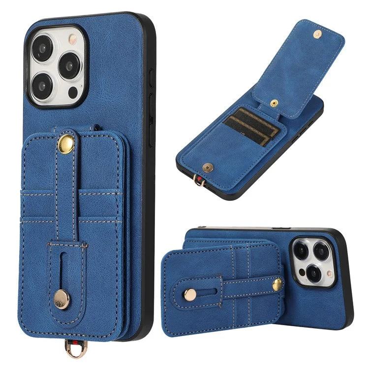 ABEEL Style 02 For iPhone 15 Pro Case Leather Coated TPU Phone Cover with Vertical Flip Card Bag