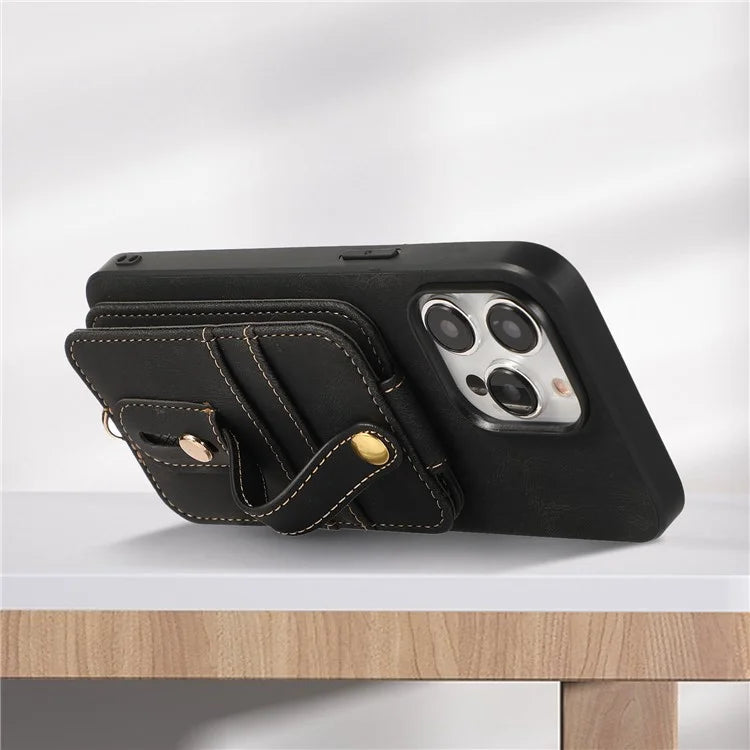 ABEEL Style 02 For iPhone 14 Pro Case Vertical Flip Card Holder Leather + TPU Smartphone Cover
