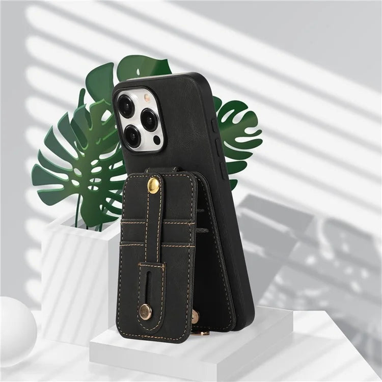ABEEL Style 02 For iPhone 14 Pro Case Vertical Flip Card Holder Leather + TPU Smartphone Cover