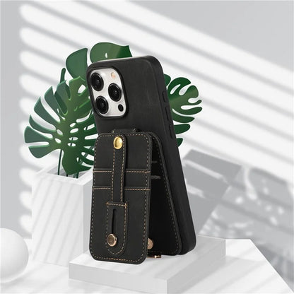 ABEEL Style 02 For iPhone 14 Pro Case Vertical Flip Card Holder Leather + TPU Smartphone Cover