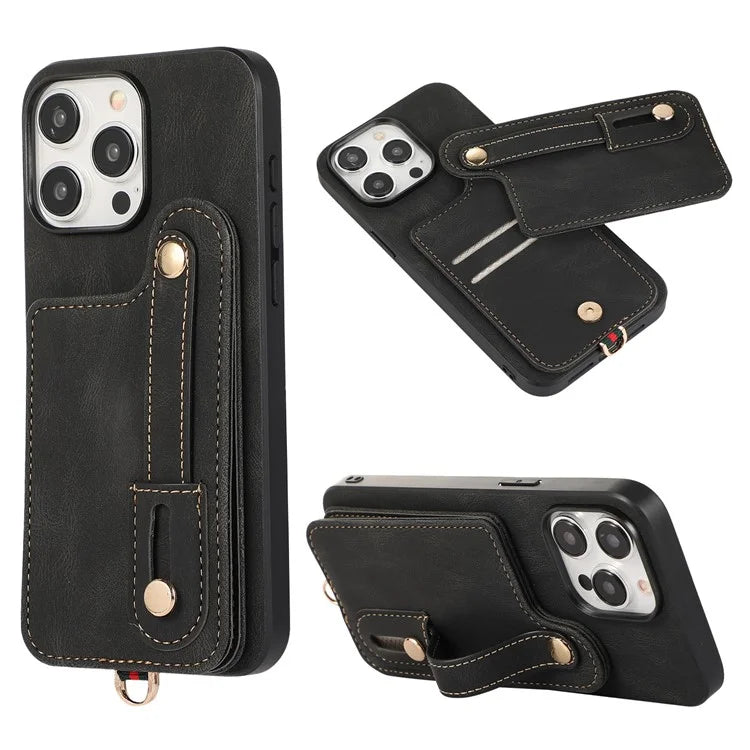 ABEEL Style 03 For iPhone 15 Pro Max Cover PU+TPU RFID Blocking Card Holder Phone Case