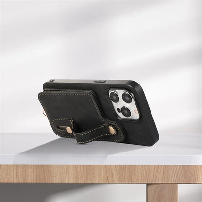 ABEEL Style 03 For iPhone 15 Pro Max Cover PU+TPU RFID Blocking Card Holder Phone Case