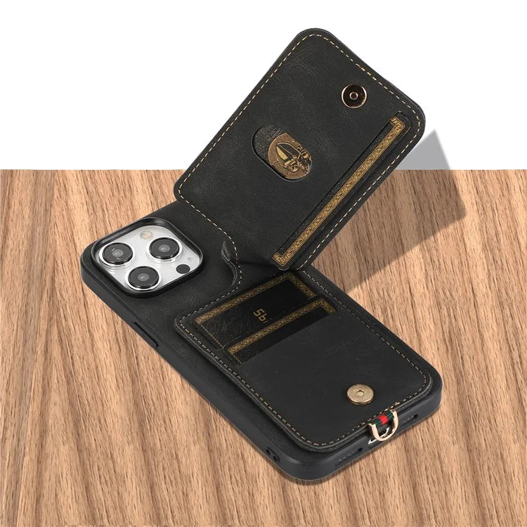 ABEEL Style 03 For iPhone 15 Pro Max Cover PU+TPU RFID Blocking Card Holder Phone Case