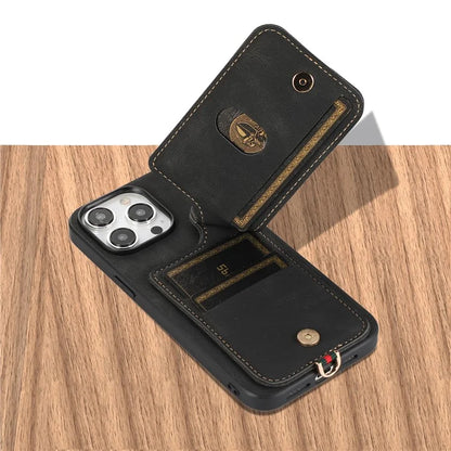 ABEEL Style 03 For iPhone 15 Pro Max Cover PU+TPU RFID Blocking Card Holder Phone Case