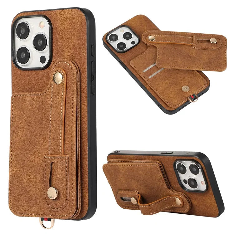 ABEEL Style 03 For iPhone 15 Pro Max Cover PU+TPU RFID Blocking Card Holder Phone Case