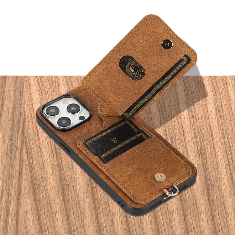ABEEL Style 03 For iPhone 15 Pro Max Cover PU+TPU RFID Blocking Card Holder Phone Case