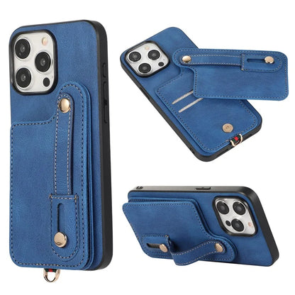 ABEEL Style 03 For iPhone 15 Pro Max Cover PU+TPU RFID Blocking Card Holder Phone Case