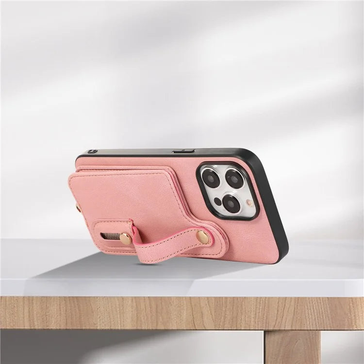 ABEEL Style 03 For iPhone 15 Pro Max Cover PU+TPU RFID Blocking Card Holder Phone Case