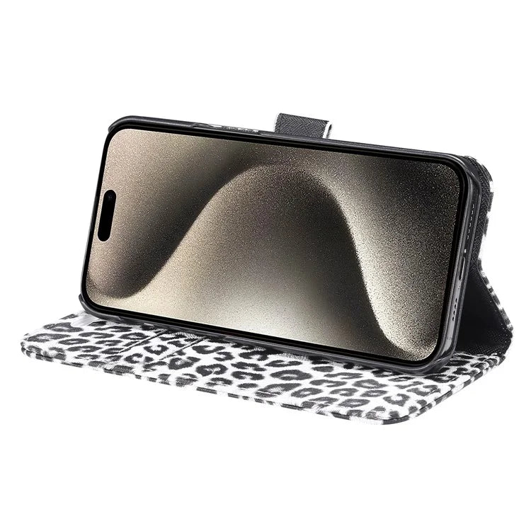 For iPhone 15 Pro Max Case PU Leather Phone Cover with Stand Wallet