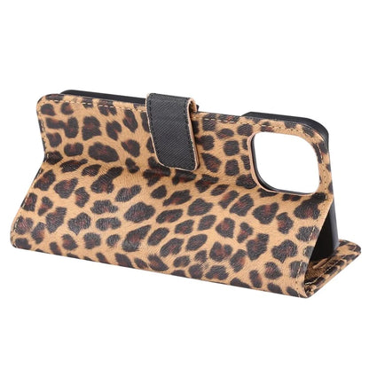 For iPhone 15 Plus Phone Case Stand Wallet Leopard Pattern Phone Cover