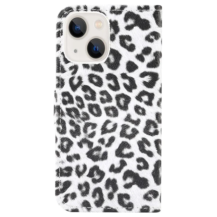 For iPhone 15 Plus Phone Case Stand Wallet Leopard Pattern Phone Cover