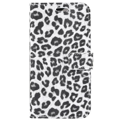 For iPhone 15 Leather Case Leopard Pattern Stand Wallet Phone Cover