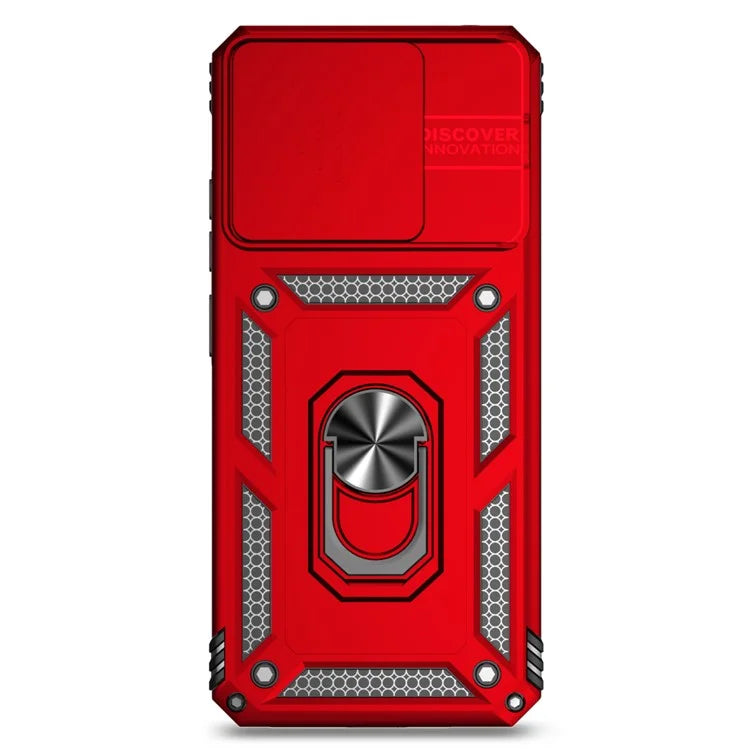 For Xiaomi Redmi 12C 4G Case Slide Camera Shield Rotatory Kickstand PC+TPU Phone Cover