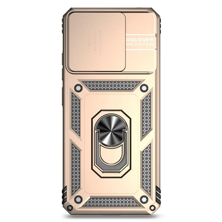 For Xiaomi Redmi 12C 4G Case Slide Camera Shield Rotatory Kickstand PC+TPU Phone Cover