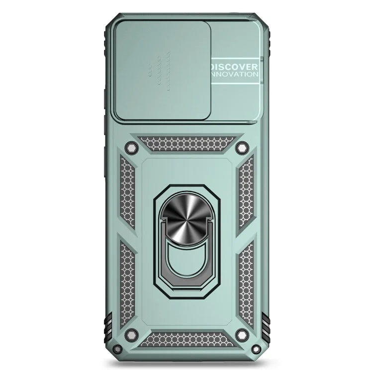 For Xiaomi Redmi 12C 4G Case Slide Camera Shield Rotatory Kickstand PC+TPU Phone Cover