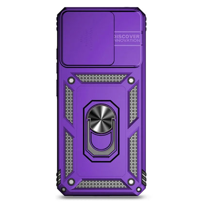 For Xiaomi Redmi 12C 4G Case Slide Camera Shield Rotatory Kickstand PC+TPU Phone Cover