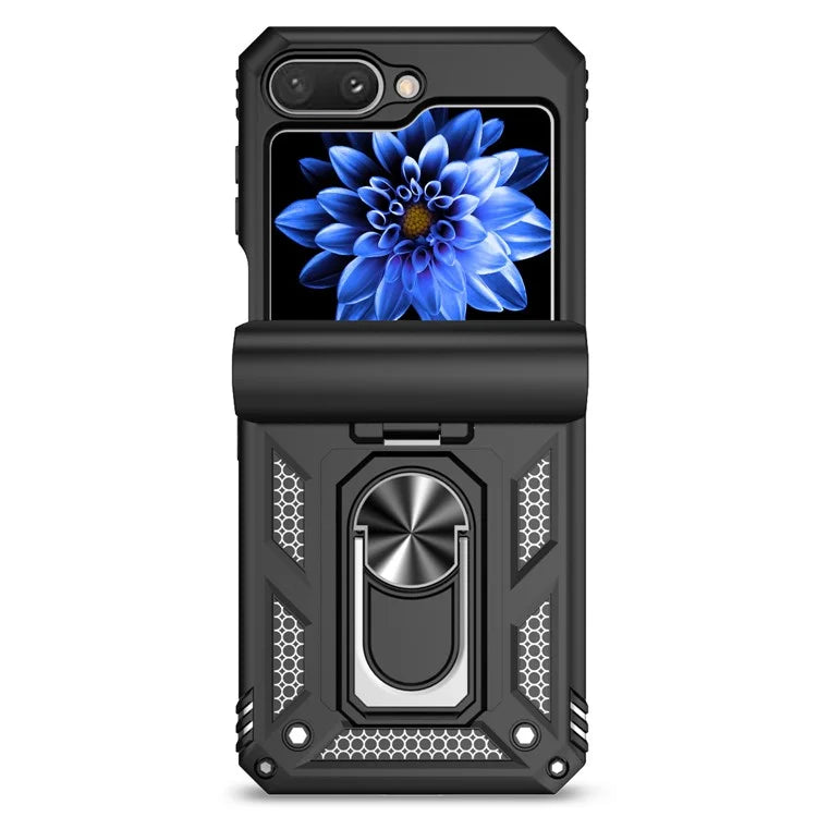 For Samsung Galaxy Z Flip5 5G Case PC+TPU Anti-fall Ring Kickstand Phone Case