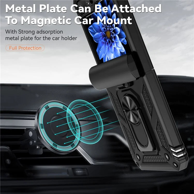 For Samsung Galaxy Z Flip5 5G Case PC+TPU Anti-fall Ring Kickstand Phone Case