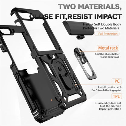 For Samsung Galaxy Z Flip5 5G Case PC+TPU Anti-fall Ring Kickstand Phone Case