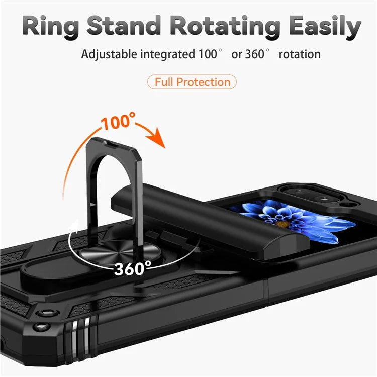 For Samsung Galaxy Z Flip5 5G Case PC+TPU Anti-fall Ring Kickstand Phone Case