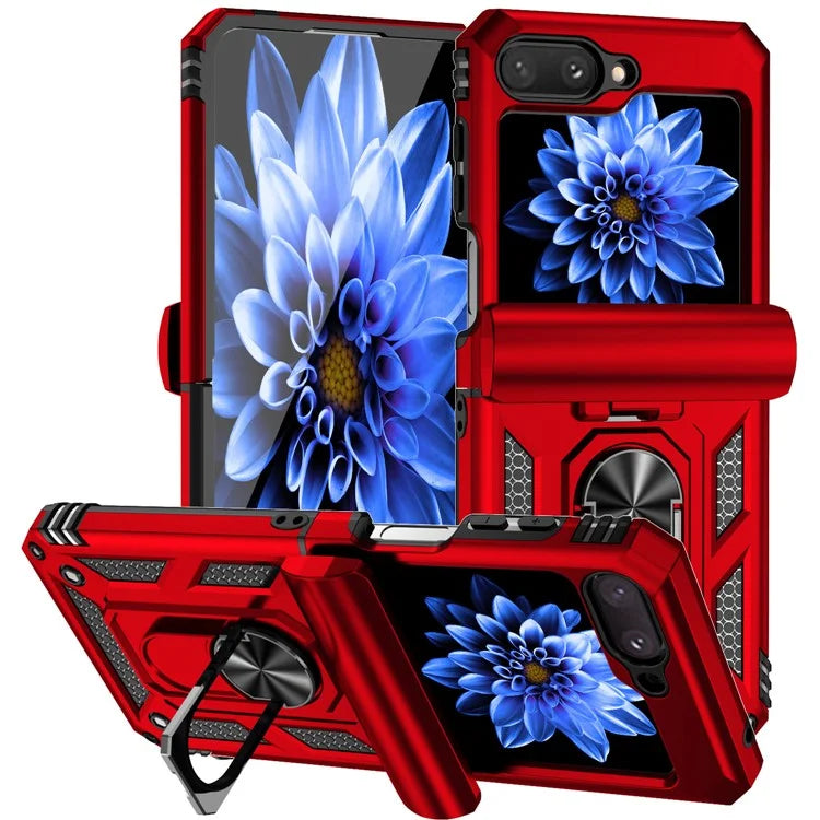 For Samsung Galaxy Z Flip5 5G Case PC+TPU Anti-fall Ring Kickstand Phone Case