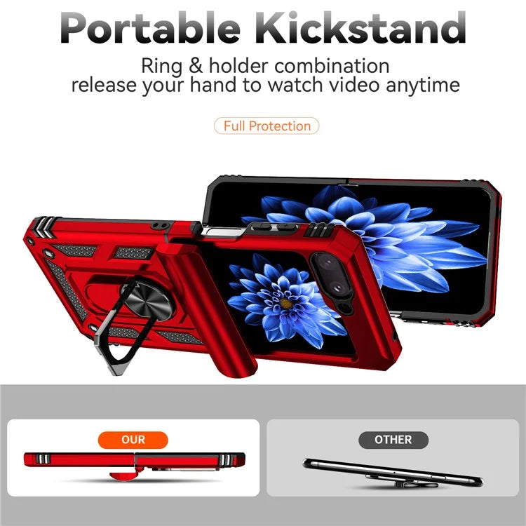 For Samsung Galaxy Z Flip5 5G Case PC+TPU Anti-fall Ring Kickstand Phone Case