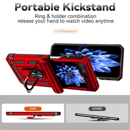 For Samsung Galaxy Z Flip5 5G Case PC+TPU Anti-fall Ring Kickstand Phone Case
