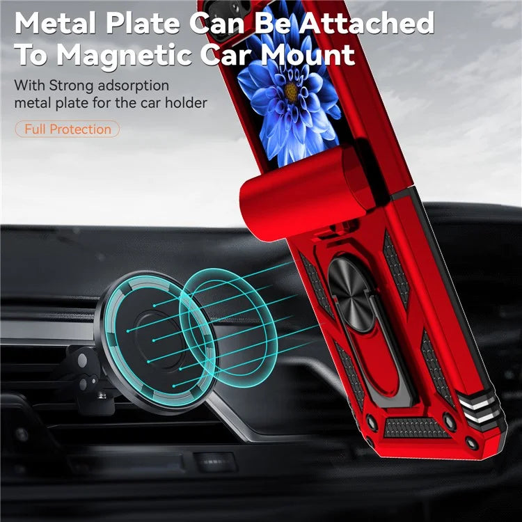 For Samsung Galaxy Z Flip5 5G Case PC+TPU Anti-fall Ring Kickstand Phone Case